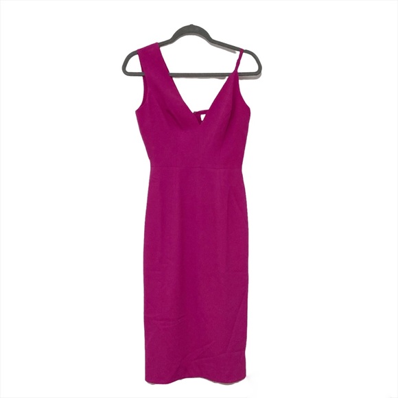 Dress the Population Erika Midi Dress Bright Fuchsia Size XS NWT - Picture 15 of 15